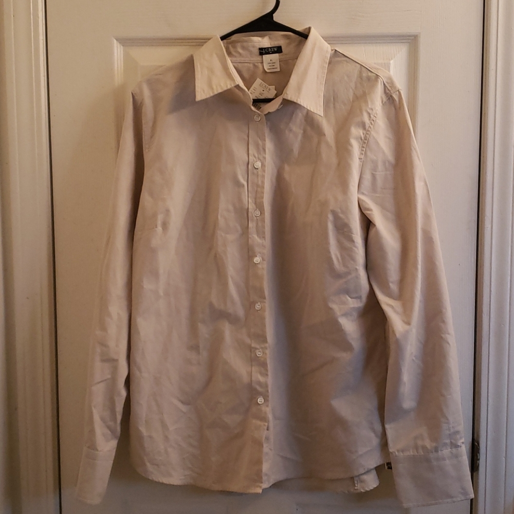 J. Crew Beige Mini Plaid Button Down Shirt NWT XL